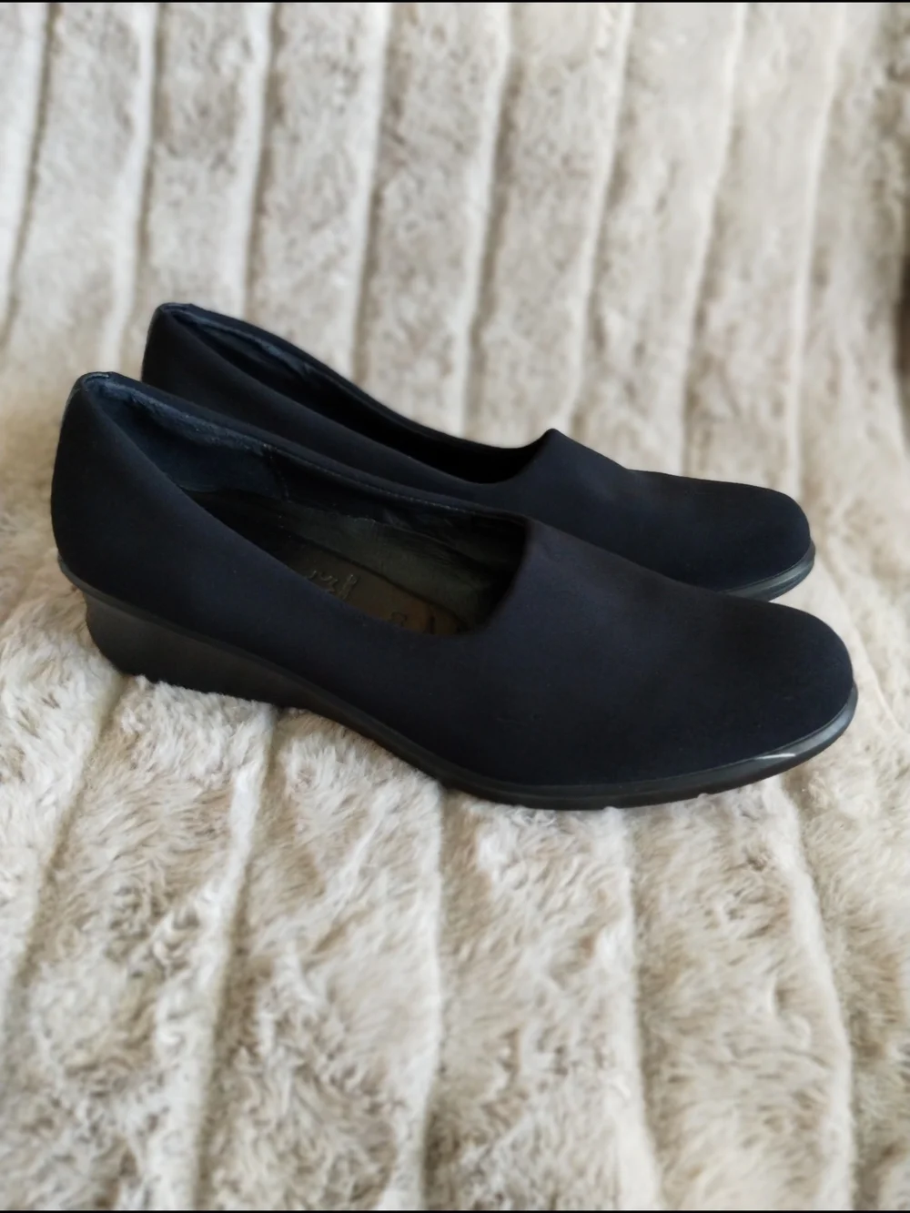 ECCO Black Stretch Fabric Slip-On Flats Women’s EU 39 Comfort Casual Shoes